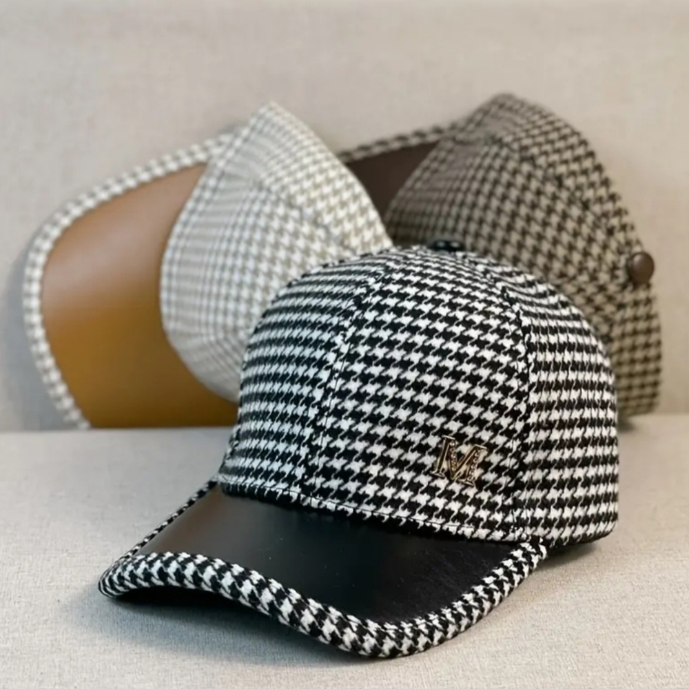 Houndstooth Fleece Baseball Caps